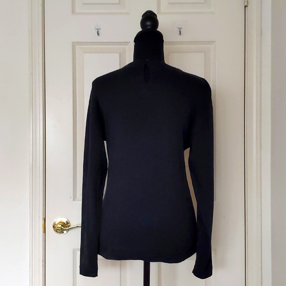 Black Long Sleeve Cotton Top with Lace Front. - Picture 6 of 6